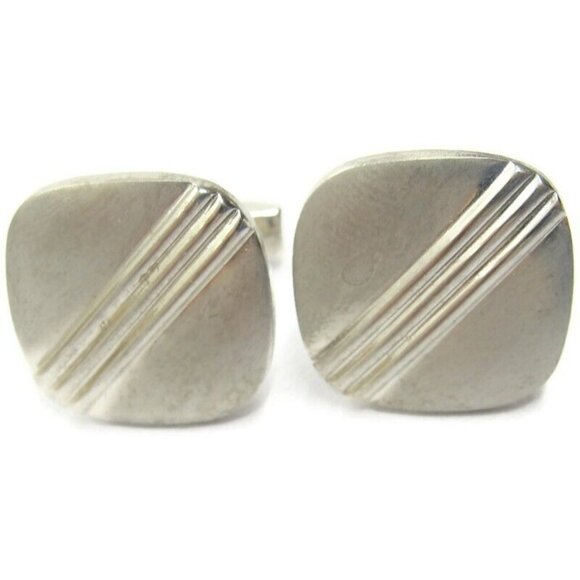 Pioneer Cufflinks Silver Tone Wedding Tux Vintage IOB - Picture 8 of 16